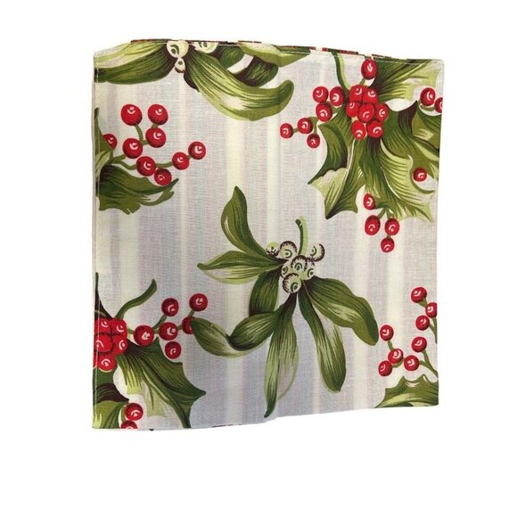 C&F Home Mistletoe Cream Napkin Cream, red, Green - Picture 2 of 3